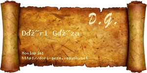Dóri Géza névjegykártya